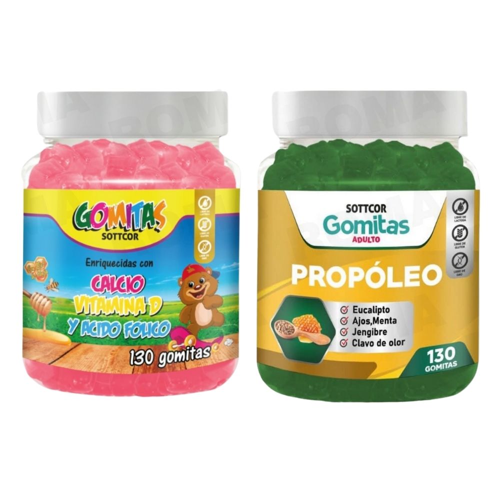 PACK 2 GOMITAS CALCIO NIÑOS + PROPOLEO ADULTO 260 UND