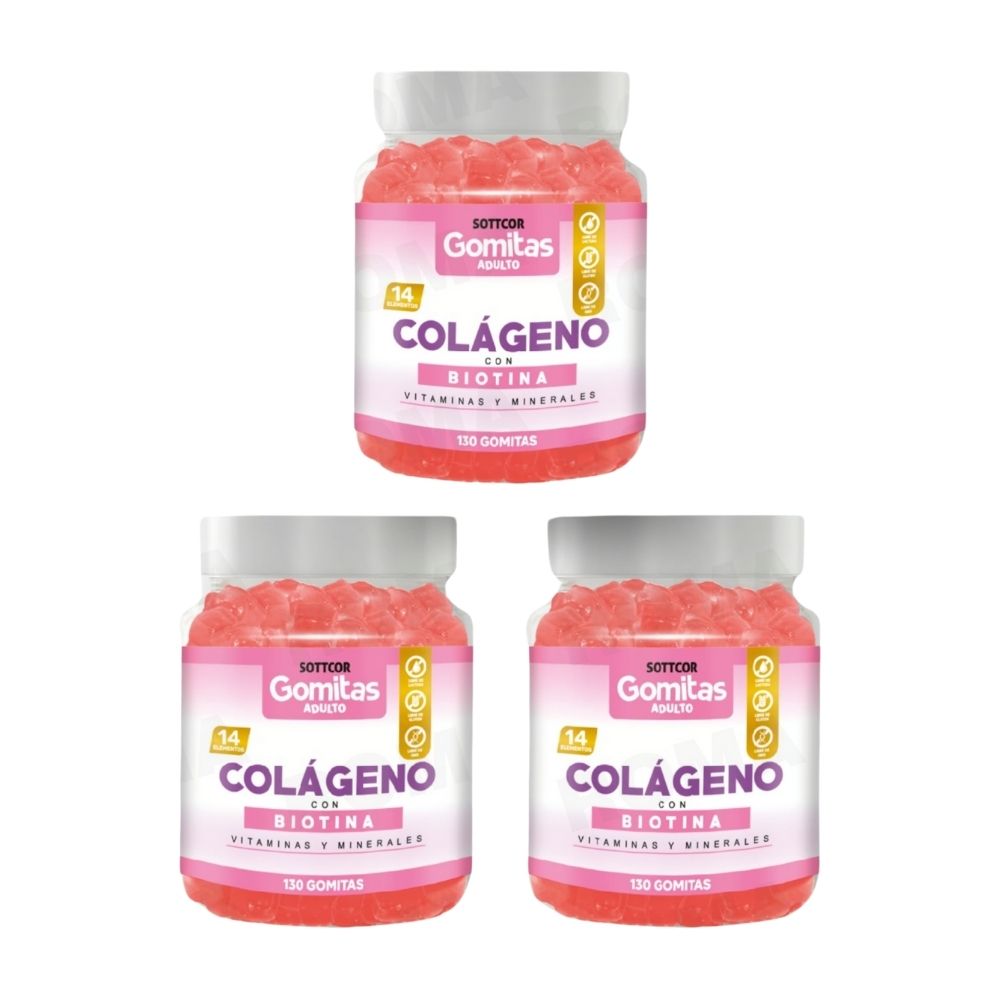 PACK 3 GOMITAS COLÁGENO CON BIOTINA 390 UND
