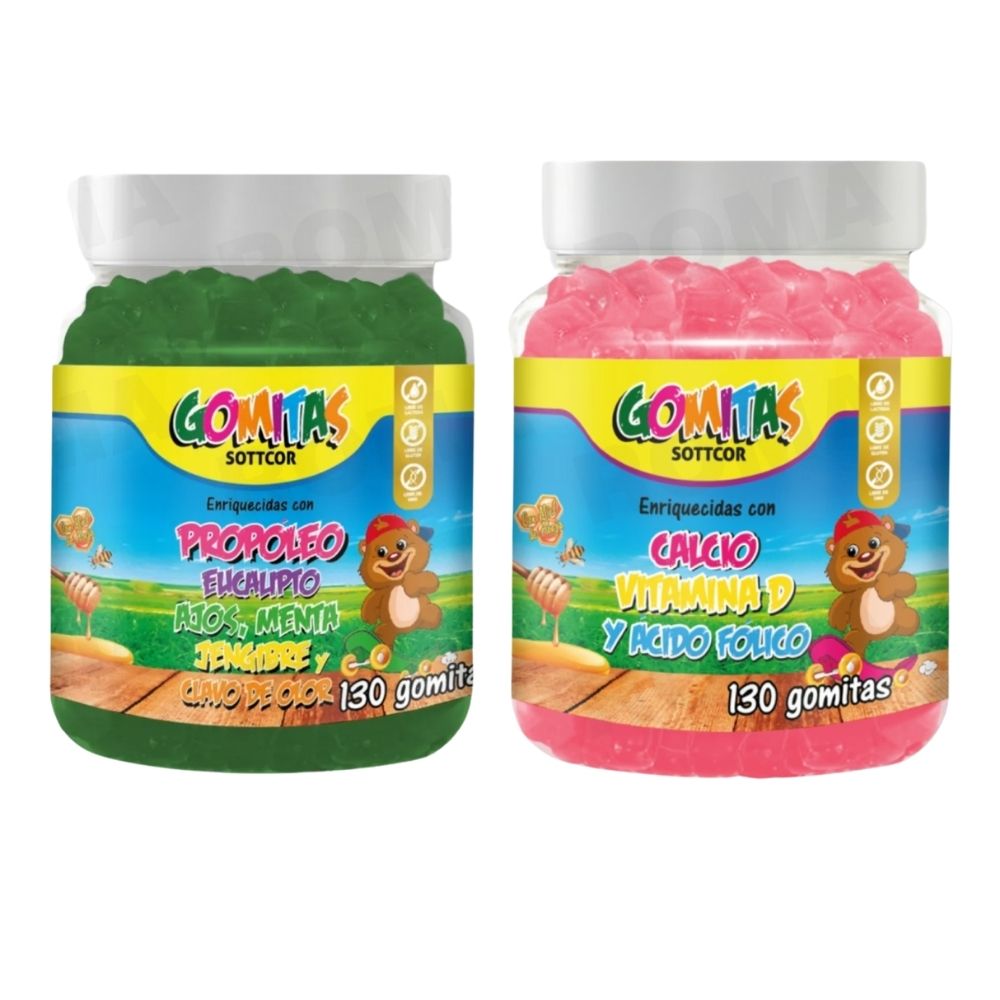PACK 2 GOMITAS PROPÓLEO NIÑOS 130UND + GOMITAS CALCIO NIÑOS 130UND