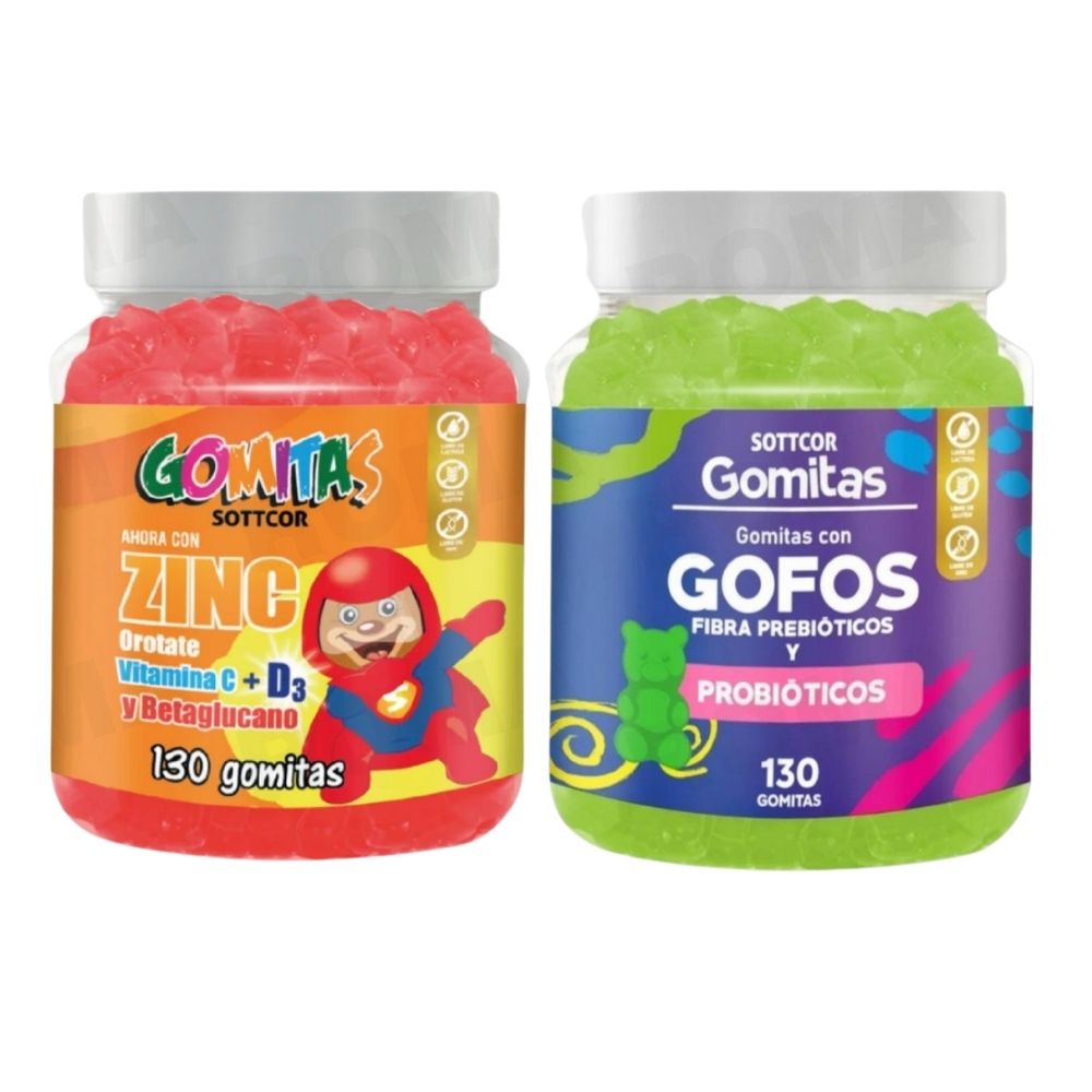 PACK 2 GOMITAS ZINC OROTATE NIÑOS 130UND + GOMITAS GOFOS NIÑOS 130UND