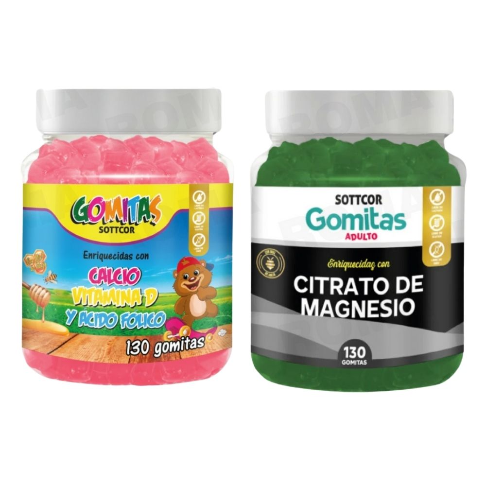 PACK 2 GOMITAS CALCIO NIÑOS + CITRATO DE MAGNESIO ADULTO 260UND