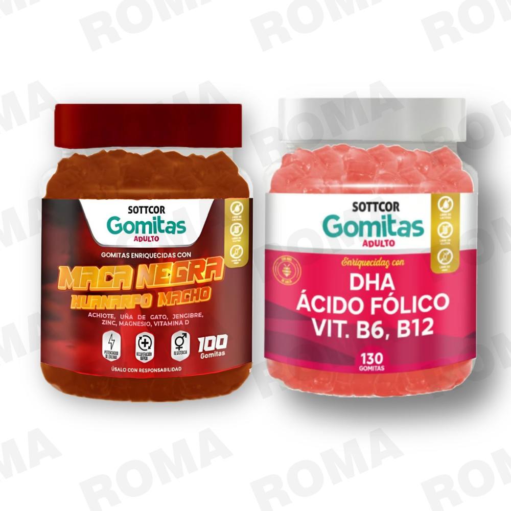 PACK GOMITAS MACA NEGRA Y GOMITAS DHA SOTTCOR LABS
