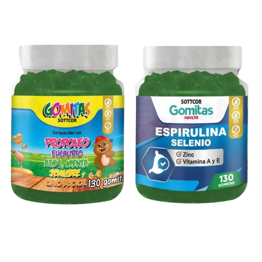PACK 2 GOMITAS PROPÓLEO NIÑOS + GOMITAS ESPIRULINA SELENIO 130UND