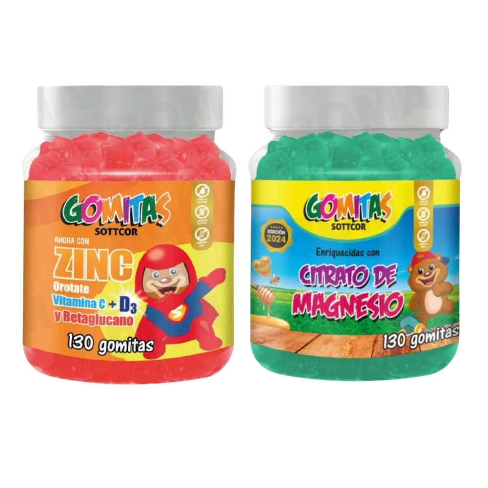 PACK 2 GOMITAS ZINC OROTATE NIÑOS + GOMITAS CITRATO MAGNESIO NIÑOS