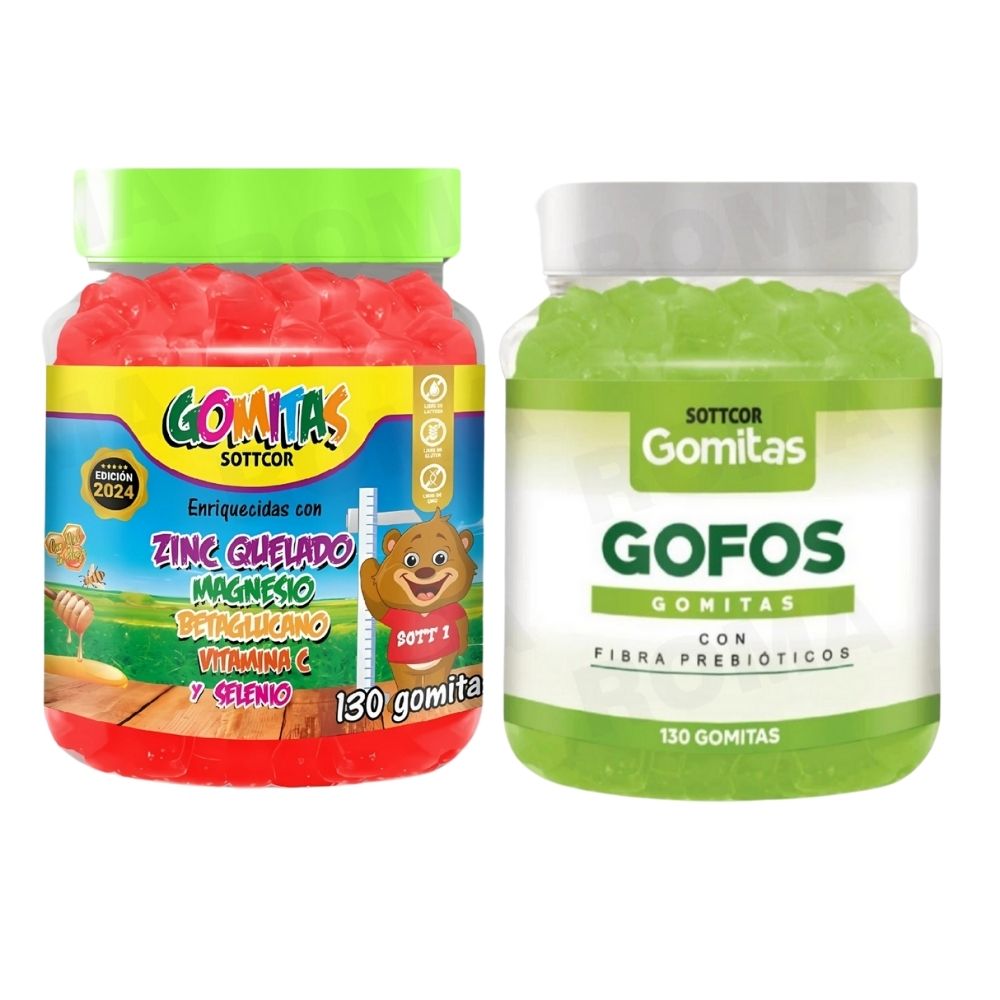 PACK 2 GOMITAS ZINC QUELADO NIÑOS  + GOFOS PARA ADULTOS 260 UND
