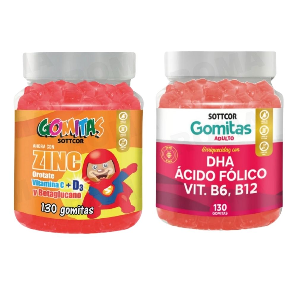 PACK 2 GOMITAS ZINC OROTATE NIÑOS + GOMITAS DHA ACIDO FOLICO