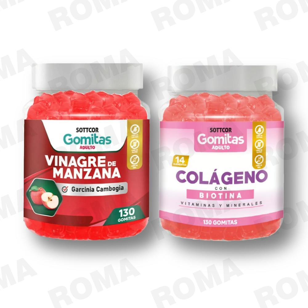 PACK GOMITAS VINAGRE DE MANZANA Y GOMITAS COLAGENO SOTTCOR LABS