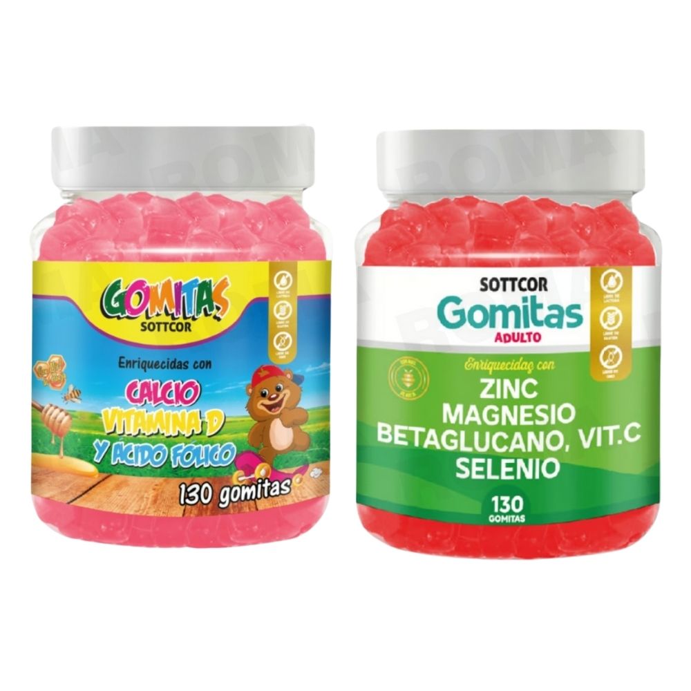 PACK 2 GOMITAS CALCIO NIÑOS + ZINC ADULTO 260 UND