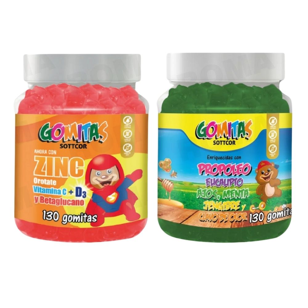 PACK 2 GOMITAS ZINC OROTATE NIÑOS + GOMITAS PROPÓLEO NIÑOS