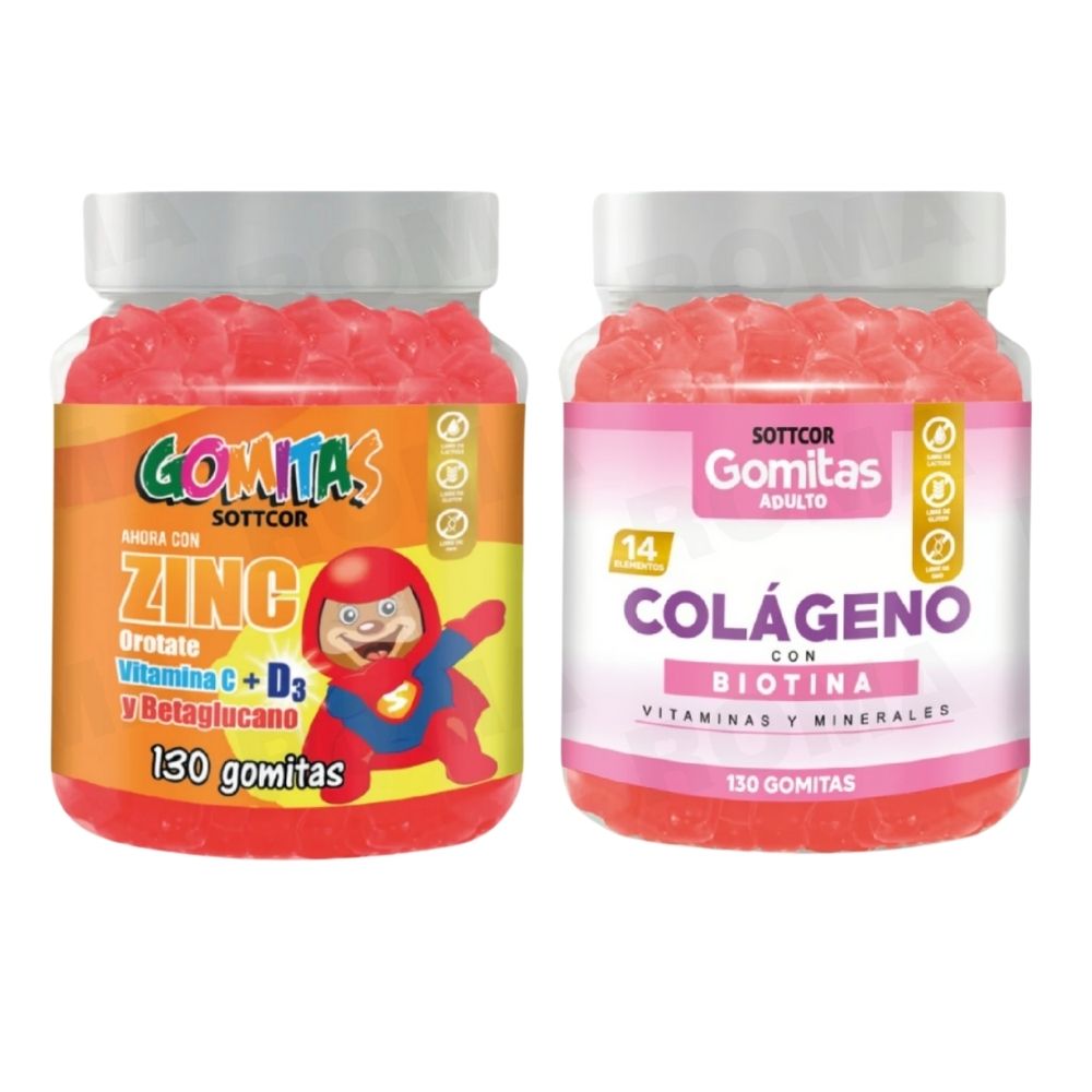 PACK 2 GOMITAS ZINC OROTATE NIÑOS + GOMITAS COLÁGENO CON BIOTINA