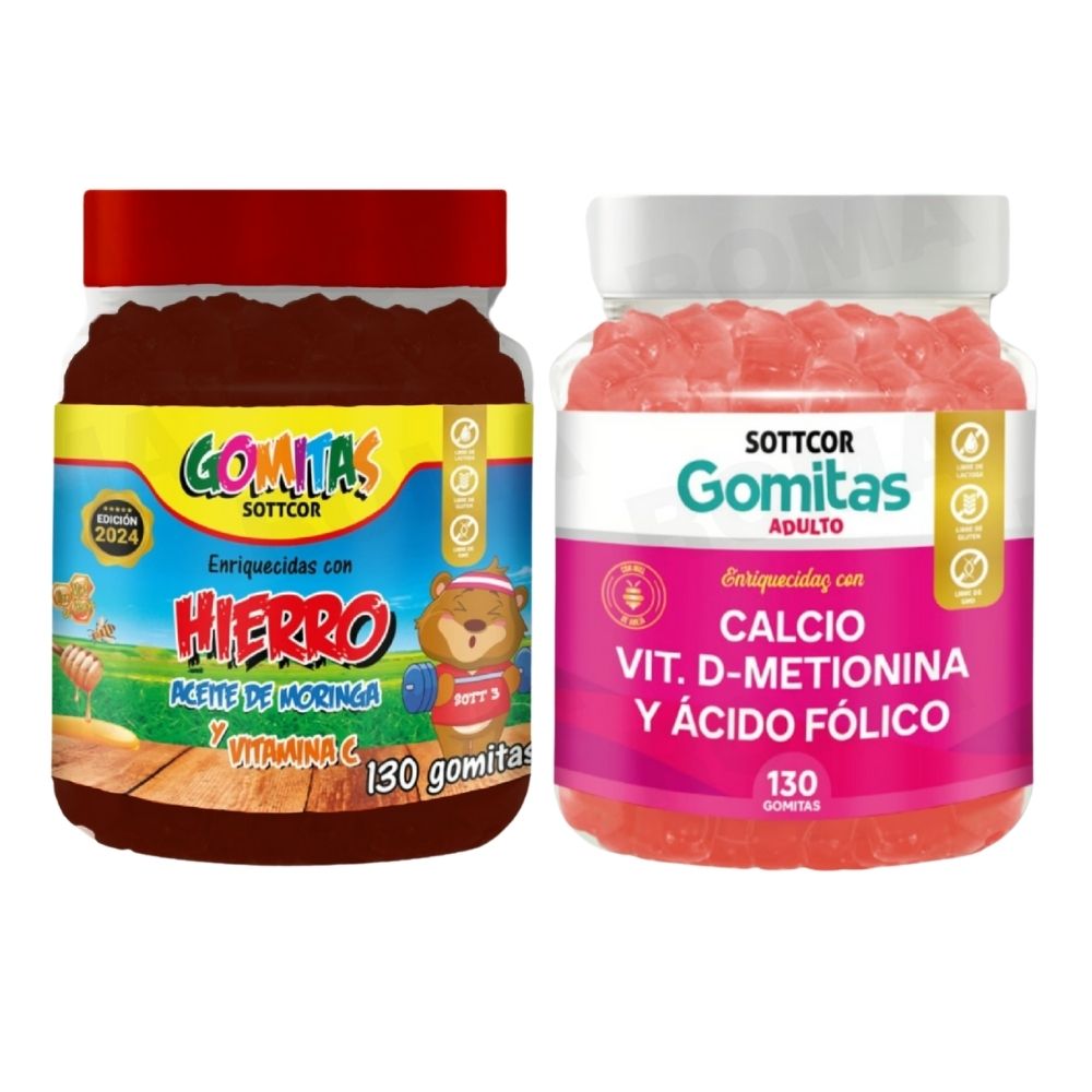 PACK 2 GOMITAS HIERRO NIÑOS  + CALCIO ADULTOS 130 UND