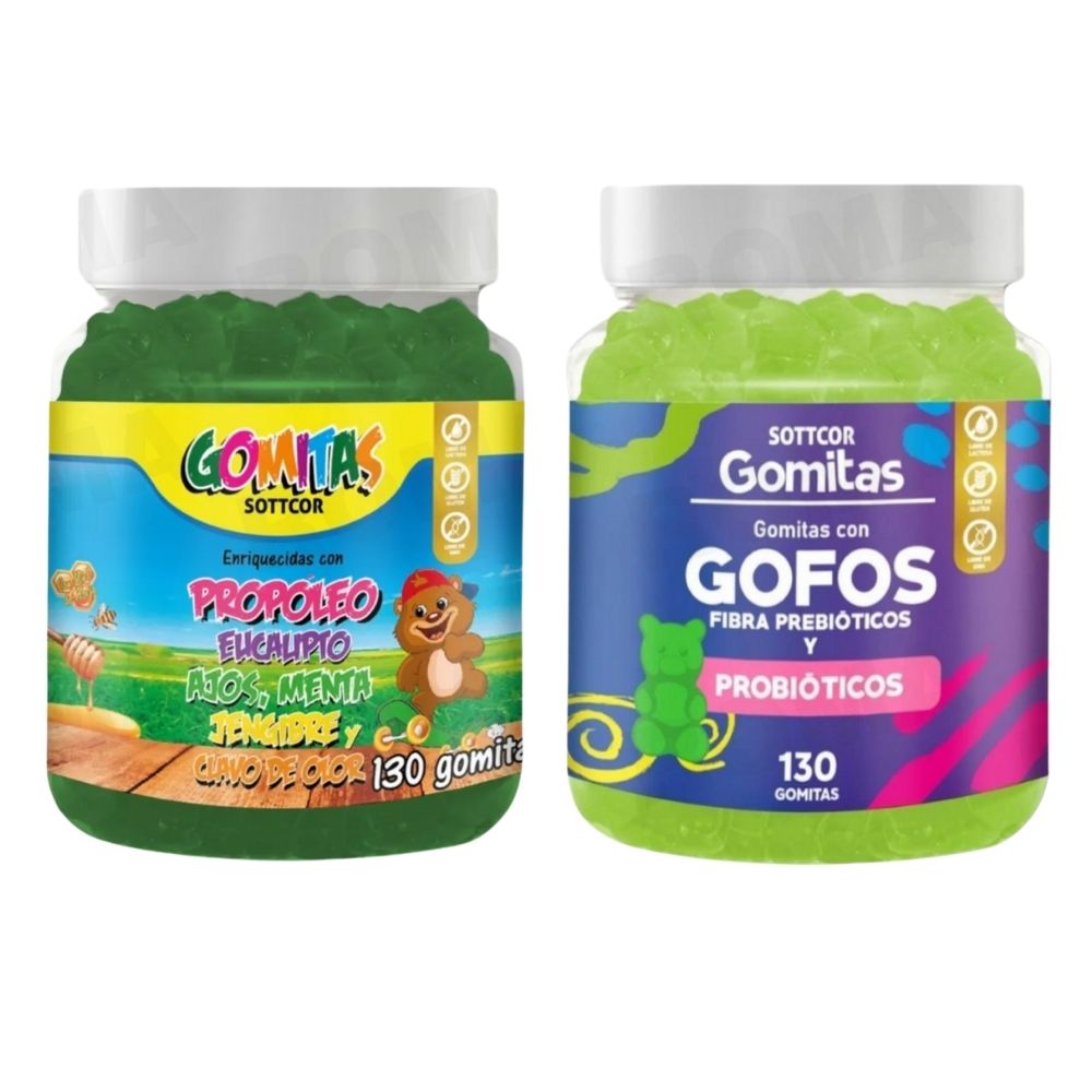 PACK 2 GOMITAS PROPÓLEO NIÑOS 130UND + GOMITAS GOFOS NIÑOS 130UND