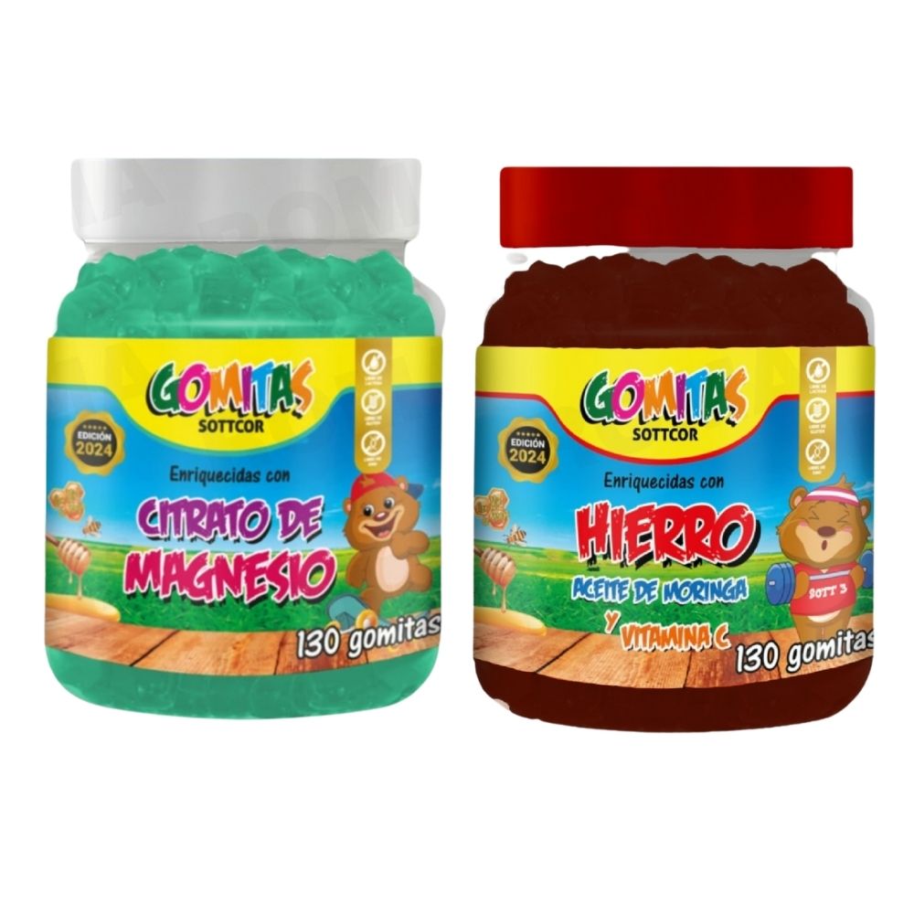 PACK 2 GOMITAS CITRATO DE MAGNESIO NIÑOS + HIERRO NIÑOS 260 UND