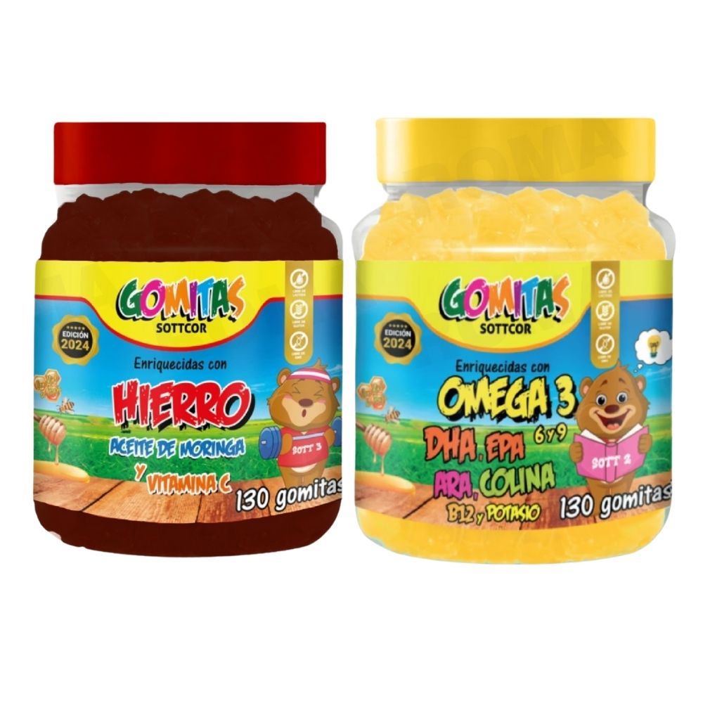 PACK 2 GOMITAS HIERRO NIÑOS + OMEGA 3 NIÑOS 260 UND