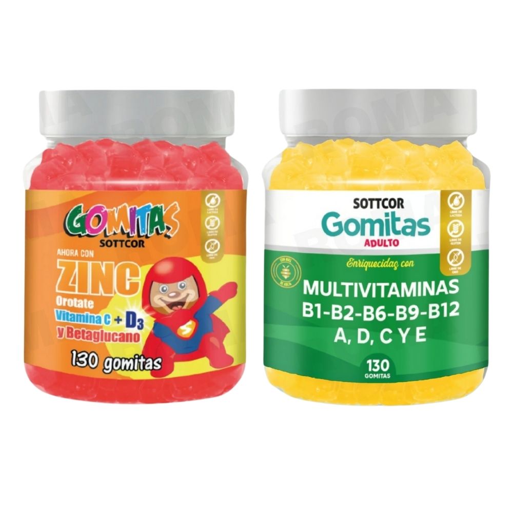 PACK 2 GOMITAS ZINC OROTATE NIÑOS + GOMITAS MULTIVITAMINAS 130UND