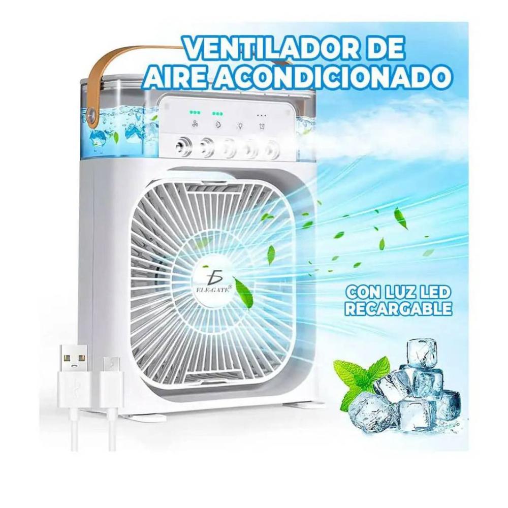 Ventilador de aire acondicionado pulverizador con luz LED Blanco