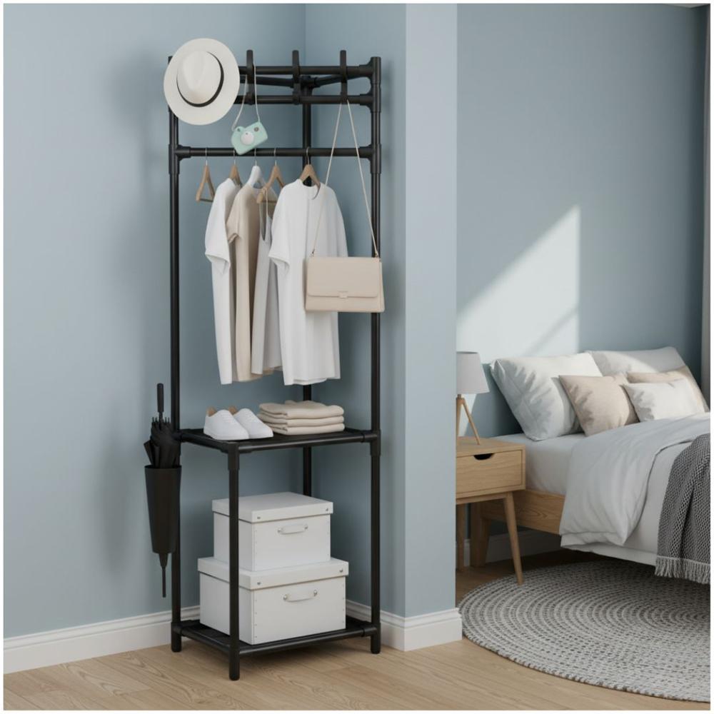 Estante Organizador Colgador de Ropa Esquinero 2 Repisas 176x43x43cm Negro