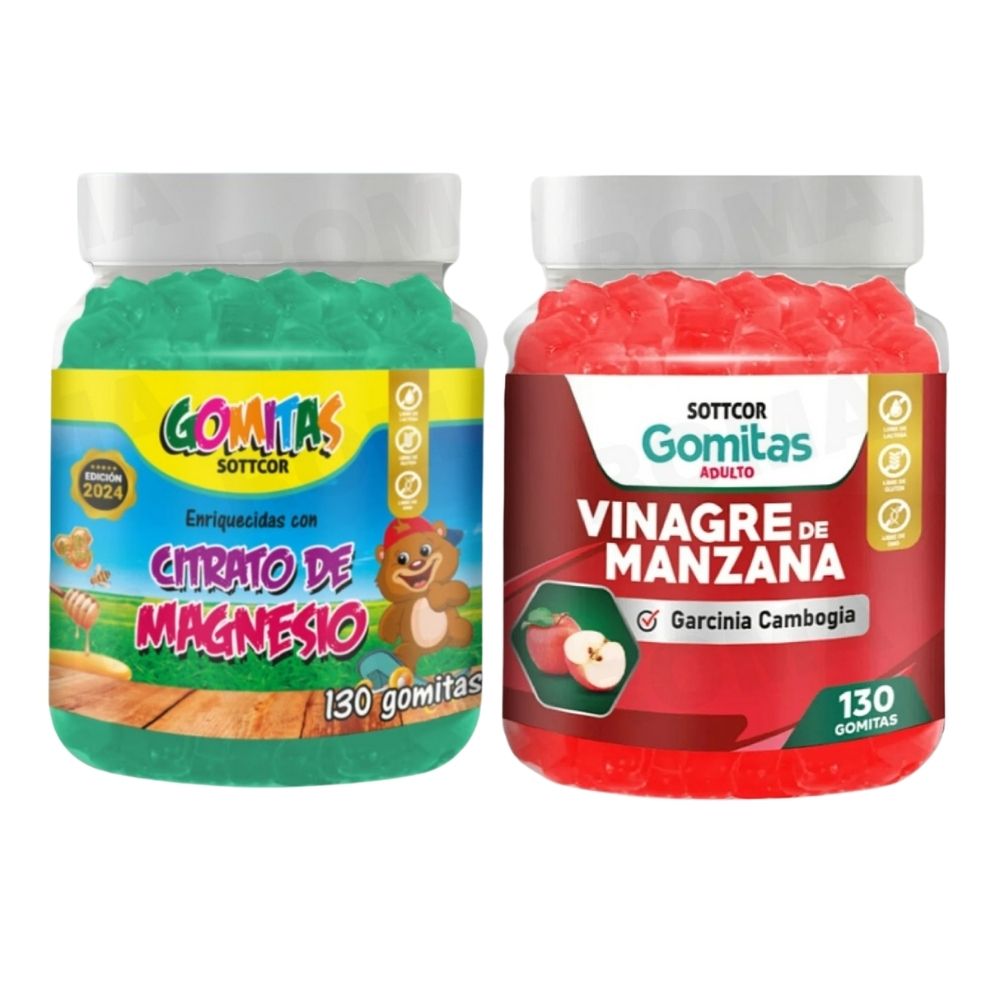PACK 2 CITRATO DE MAGNESIO NIÑOS 130UND + VINAGRE DE MANZANA 130UND