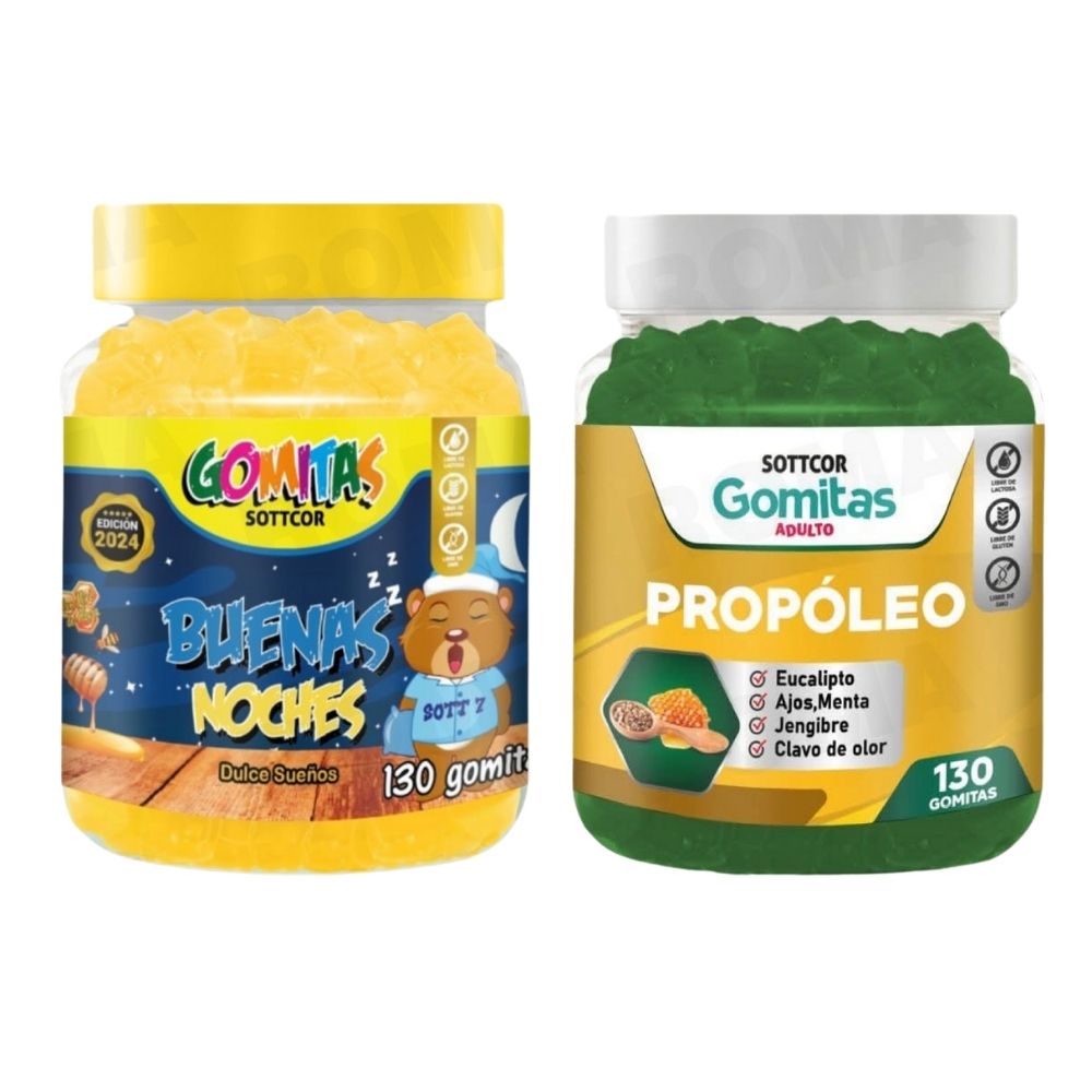 PACK 2 GOMITAS BUENAS NOCHES NIÑOS + PROPOLEO ADULTO 260 UND