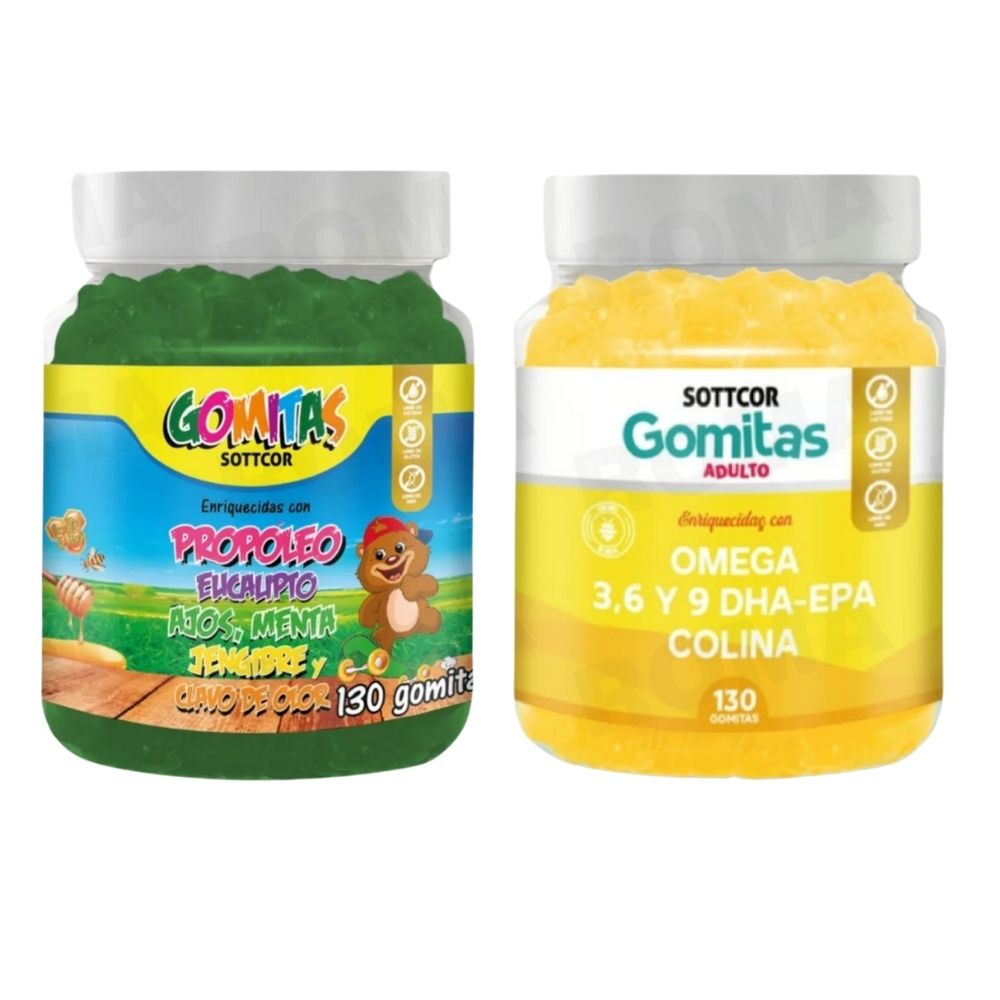PACK 2 GOMITAS PROPÓLEO NIÑOS 130UND + GOMITAS OMEGA 3 130UND
