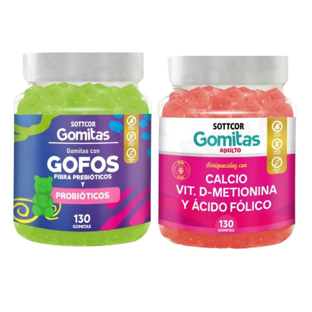 PACK 2 GOMITAS GOFOS PARA NIÑOS + CALCIO ADULTOS 130 UND