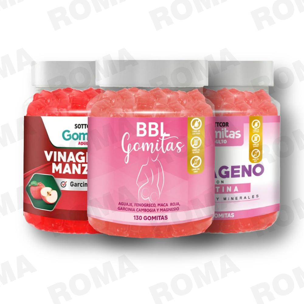 PACK 3 GOMITAS BBL AGUAJE, VINAGRE DE MANZANA Y COLAGENO SOTTCORLABS