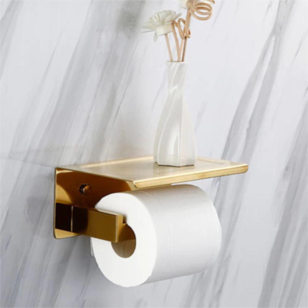 Portapapel higienico con repisa de acero inoxidable