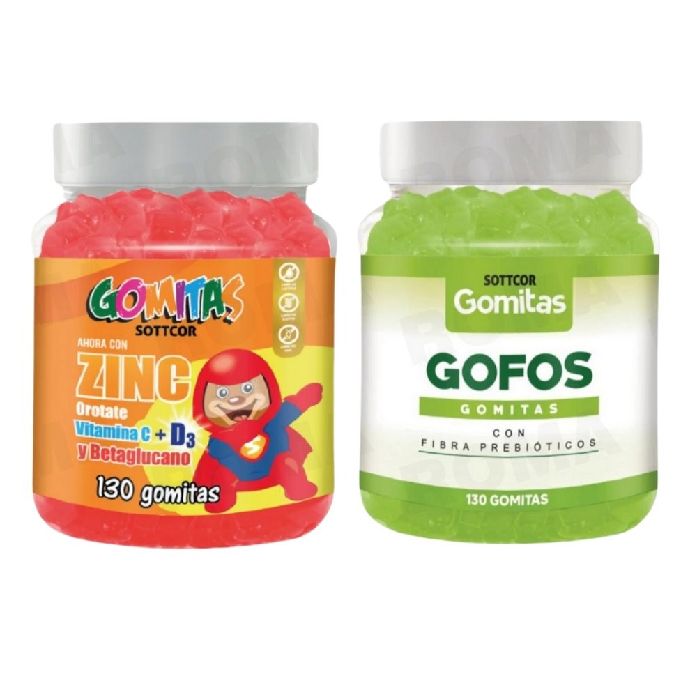 PACK 2 GOMITAS ZINC OROTATE NIÑOS 130UND + GOMITAS GOFOS 130UND