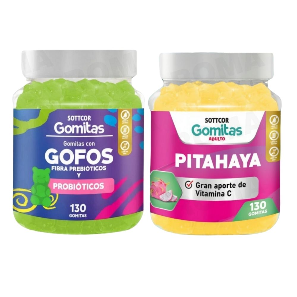 PACK 2 GOMITAS GOFOS PARA NIÑOS + PITAHAYA ADULTOS 130 UND