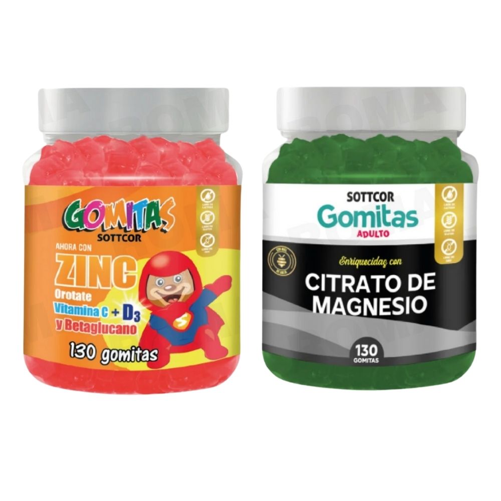 PACK 2 GOMITAS ZINC OROTATE NIÑOS + GOMITAS CITRATO DE MAGNESIO
