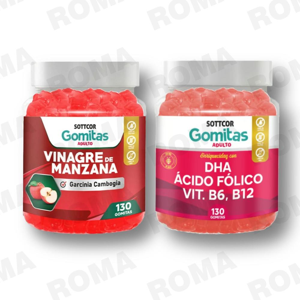 PACK GOMITAS VINAGRE DE MANZANA Y GOMITAS DHA SOTTCOR LABS