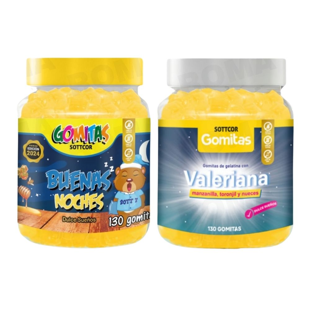PACK 2 GOMITAS BUENAS NOCHES NIÑOS + GOMITAS VALERIANA ADULTOS 260UND