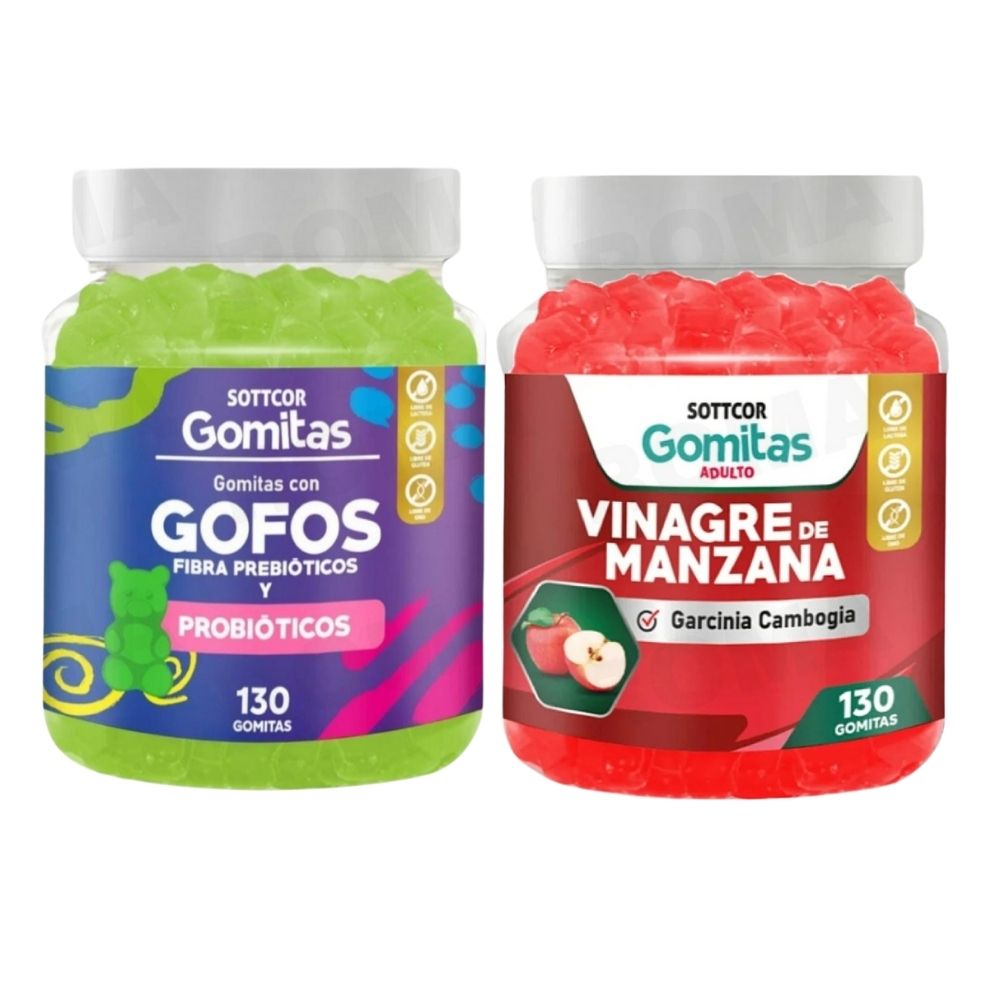 PACK 2 GOMITAS GOFOS PARA NIÑOS + VINAGRE DE MANZANA 130 UND