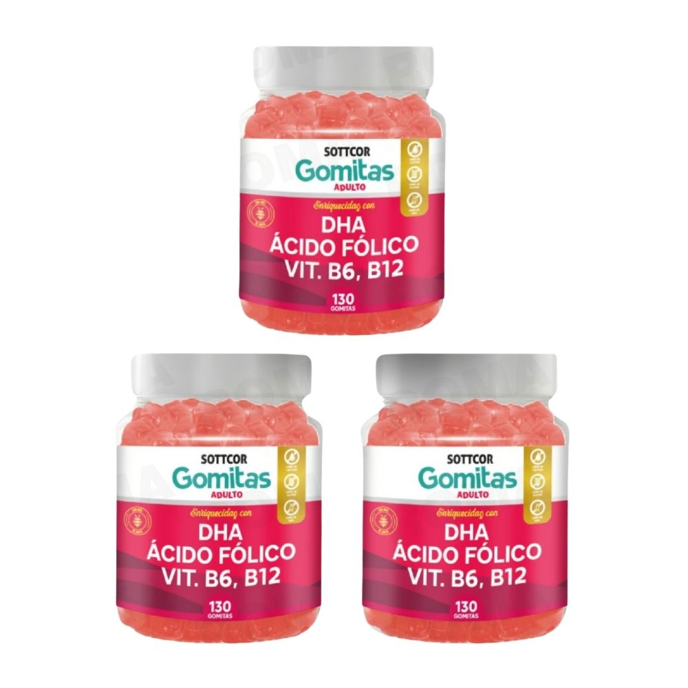 PACK 3 GOMITAS DHA ACIDO FOLICO 390 UND