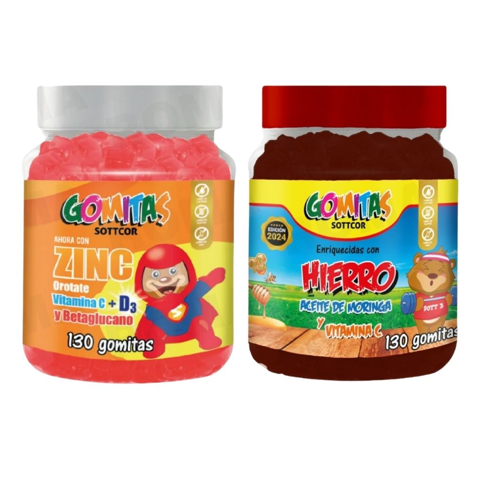 PACK 2 GOMITAS ZINC OROTATE NIÑOS 130UND + GOMITAS HIERRO NIÑOS 130UND