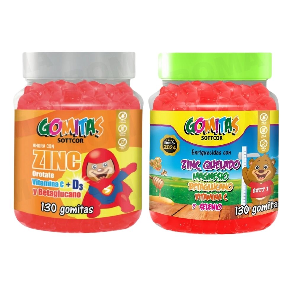 PACK 2 GOMITAS ZINC OROTATE NIÑOS 130UND + GOMITAS ZINC NIÑOS 130UND