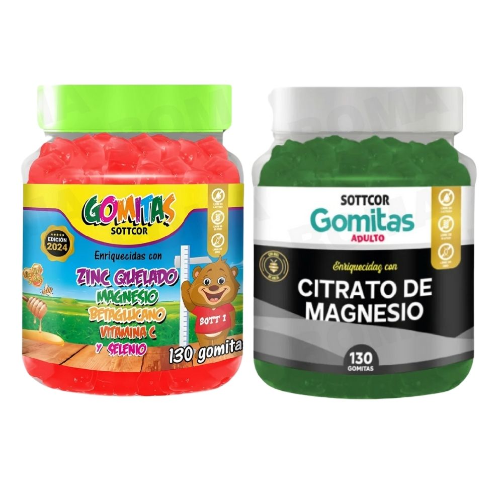 PACK 2 GOMITAS ZINC QUELADO NIÑOS + CITRATO DE MAGNESIO ADULTO 260UND
