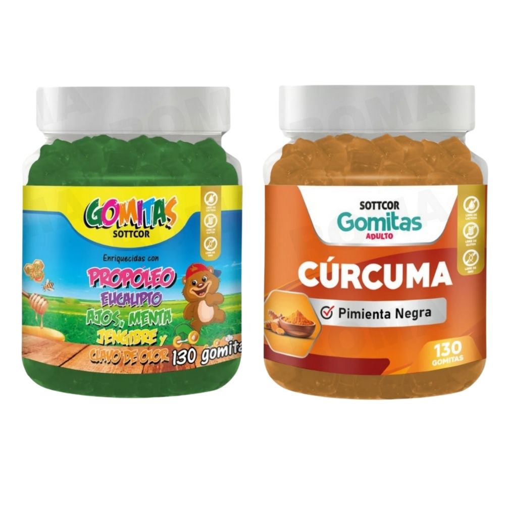 PACK 2 GOMITAS PROPÓLEO NIÑOS 130UND + GOMITAS CÚRCUMA 130UND