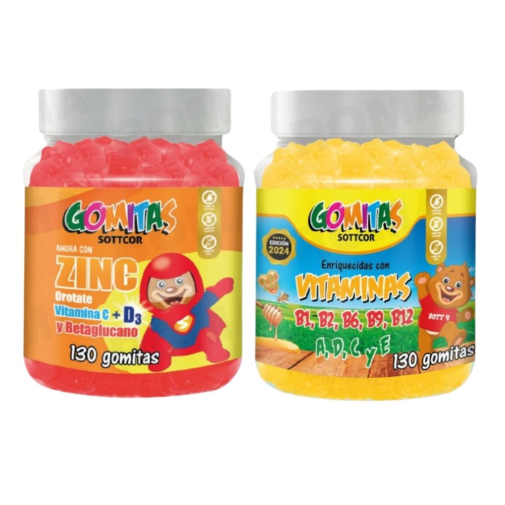 PACK 2 GOMITAS ZINC OROTATE NIÑOS  + GOMITAS VITAMINAS NIÑOS