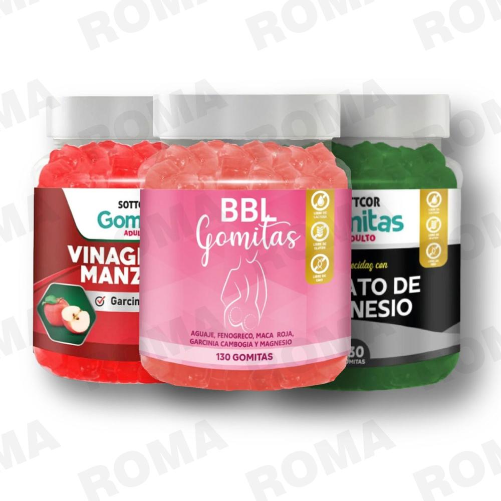 PACK 3 GOMITAS BBL AGUAJE, VINAGRE DE MANZANA Y CITRATO DE MAGNESIO