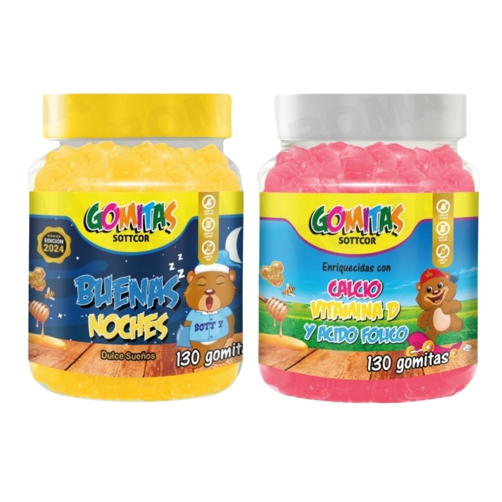 PACK 2 GOMITAS BUENAS NOCHES NIÑOS + CALCIO PARA NIÑOS 260 UND