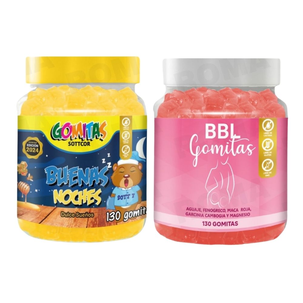 PACK 2 GOMITAS BUENAS NOCHES NIÑOS 130UND + GOMITAS AGUAJE BBL 130UND