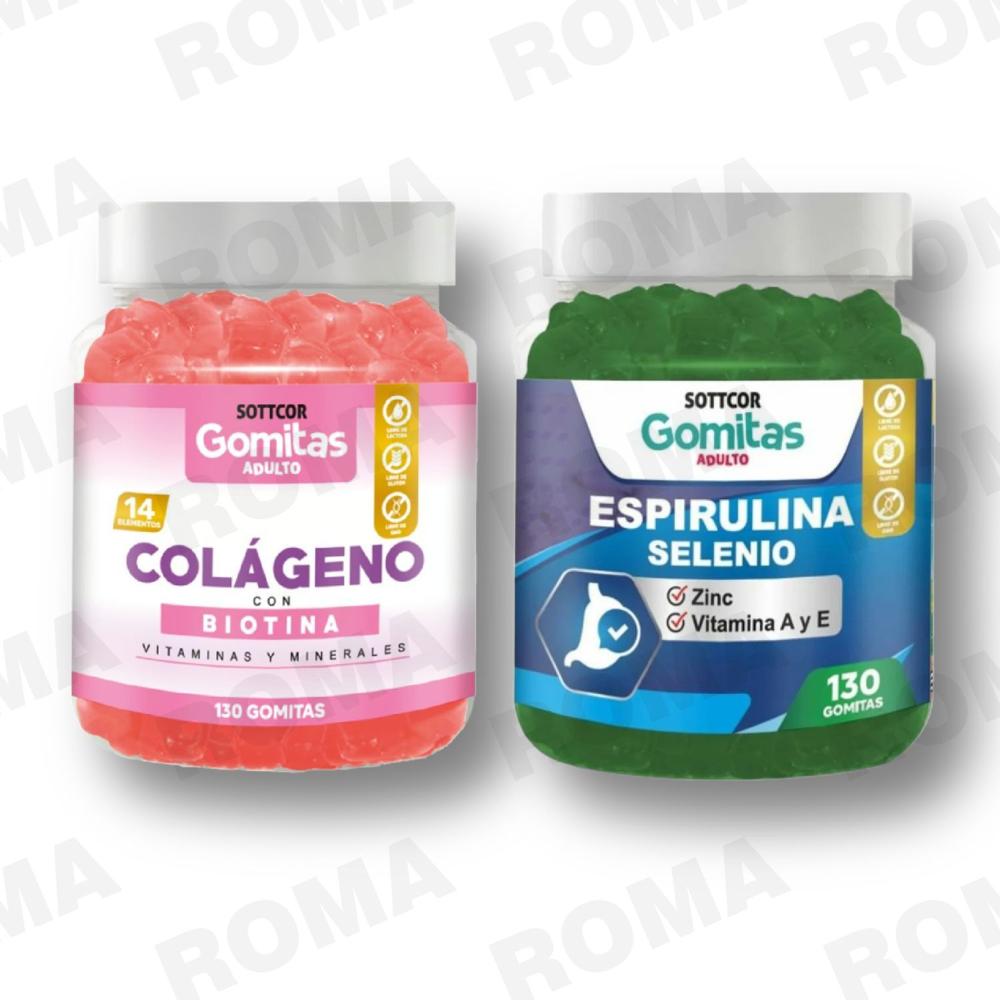 PACK GOMITAS COLAGENO Y GOMITAS ESPIRULINA SOTTCOR LABS