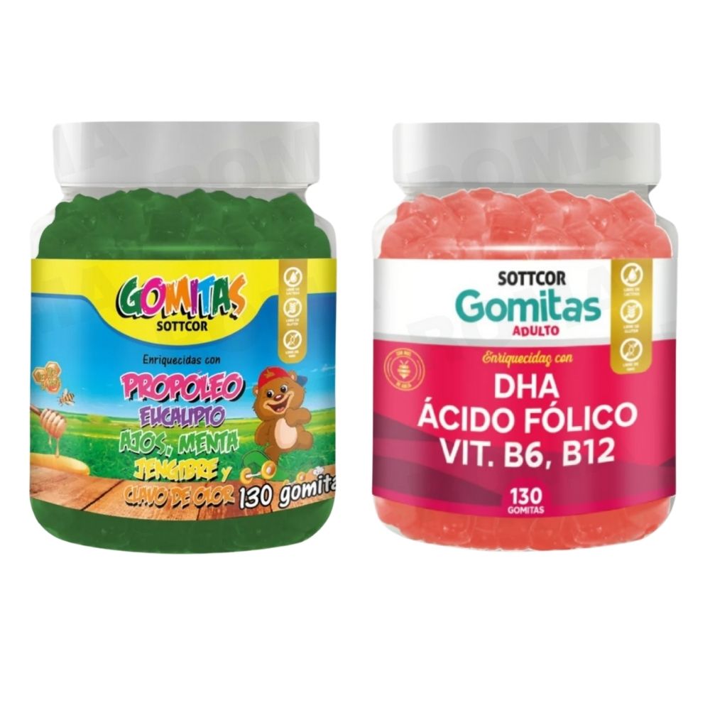 PACK 2 GOMITAS PROPÓLEO NIÑOS + GOMITAS DHA ACIDO FOLICO 130UND