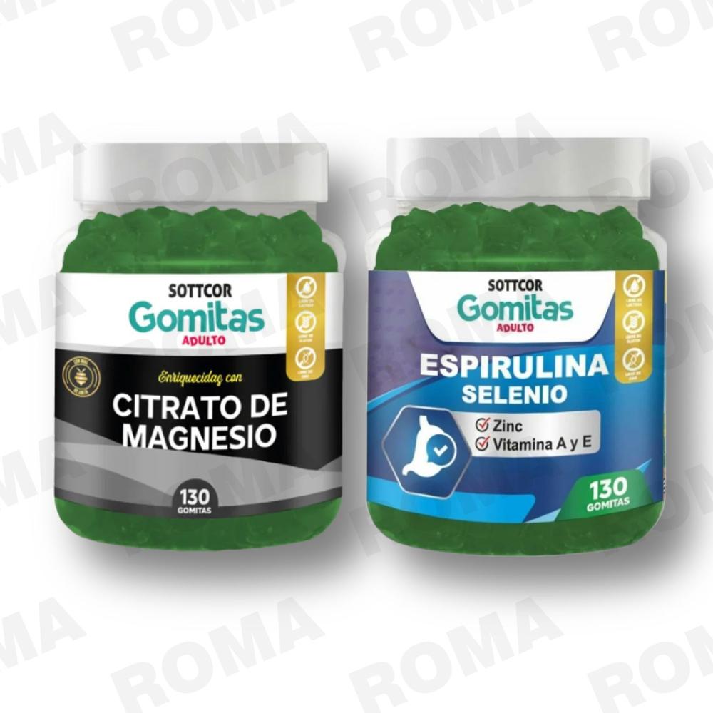 PACK GOMITAS CITRATO DE MAGNESIO Y ESPIRULINA SOTTCOR LABS