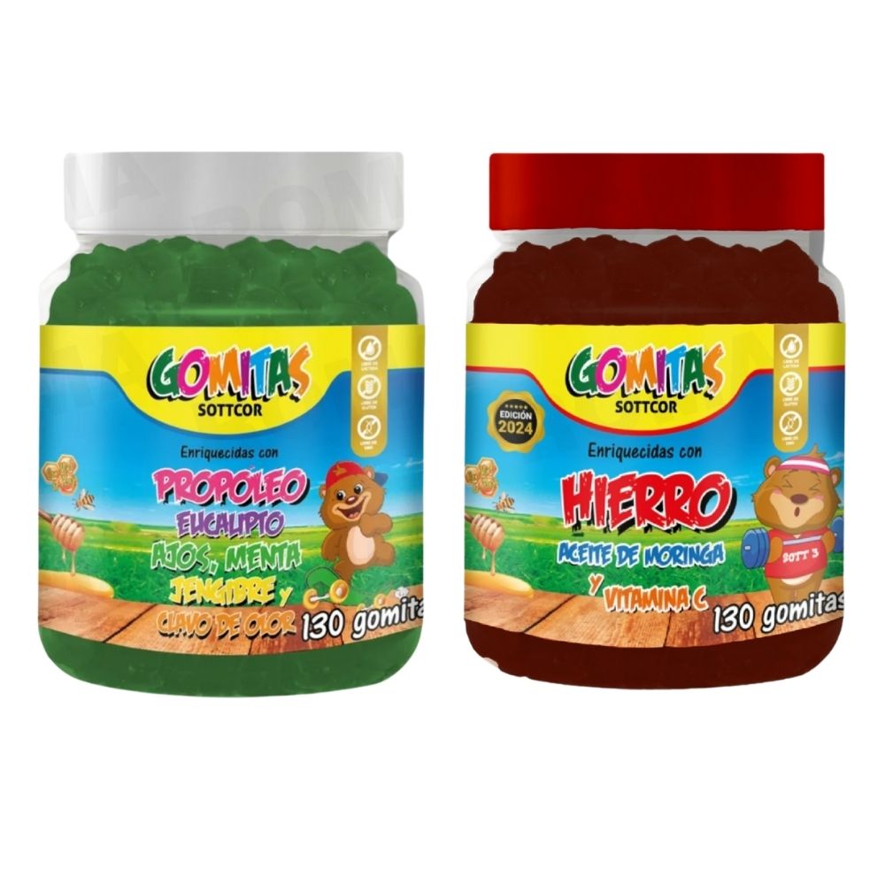 PACK 2 GOMITAS PROPÓLEO NIÑOS 130UND + GOMITAS HIERRO NIÑOS 130UND
