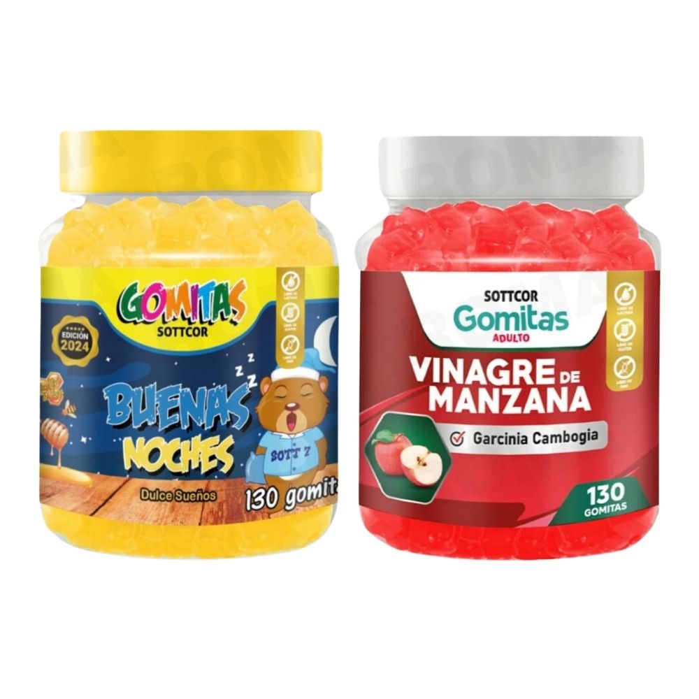 PACK 2 GOMITAS BUENAS NOCHES NIÑOS 130UND + VINAGRE DE MANZANA 130UND
