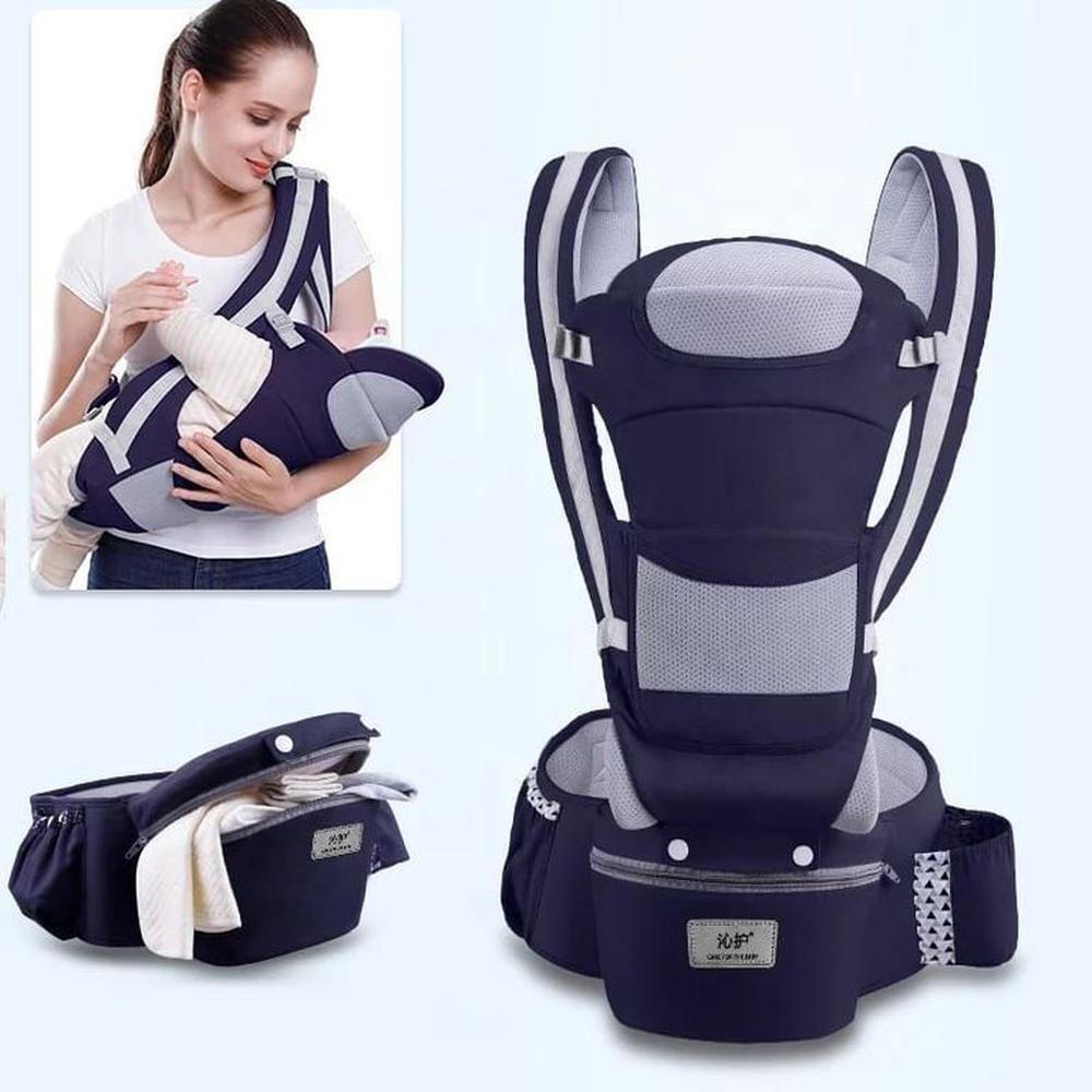 Canguro Ergonómico Bebe 15 Posiciones Con Pañalera Azul Canguro Ergonómico Bebe 15 Posiciones Con Pañalera Azul