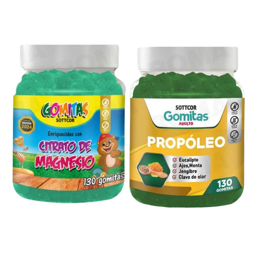 PACK 2 GOMITAS CITRATO DE MAGNESIO NIÑOS + PROPÓLEO 260 UND