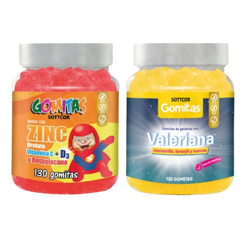 PACK 2 GOMITAS ZINC OROTATE NIÑOS 130UND + GOMITAS VALERIANA 130UND
